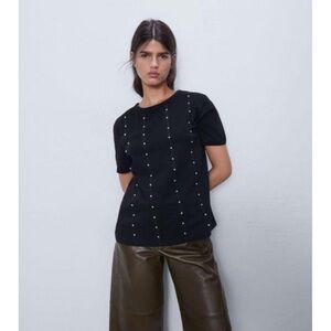 Zara metallic studs t-shirt